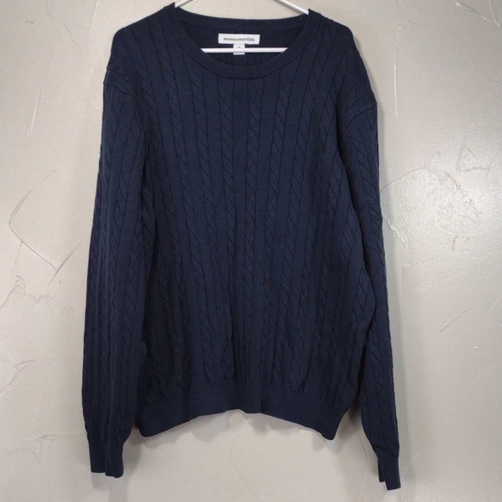 Amazon Essentials Dark Blue Cable Knit Sweater Xxl - image 1